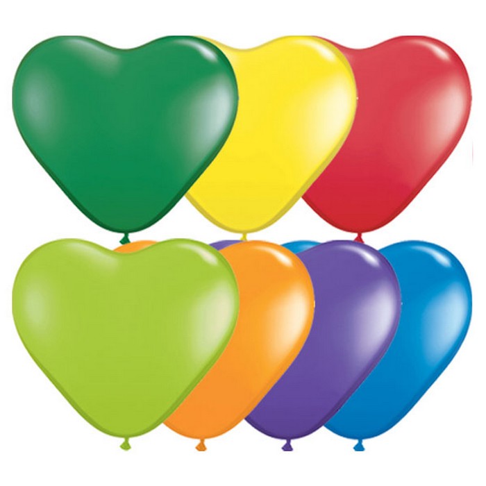 6" HRT CARNIVAL AST 100CT QUALATEX PLAIN LATEX