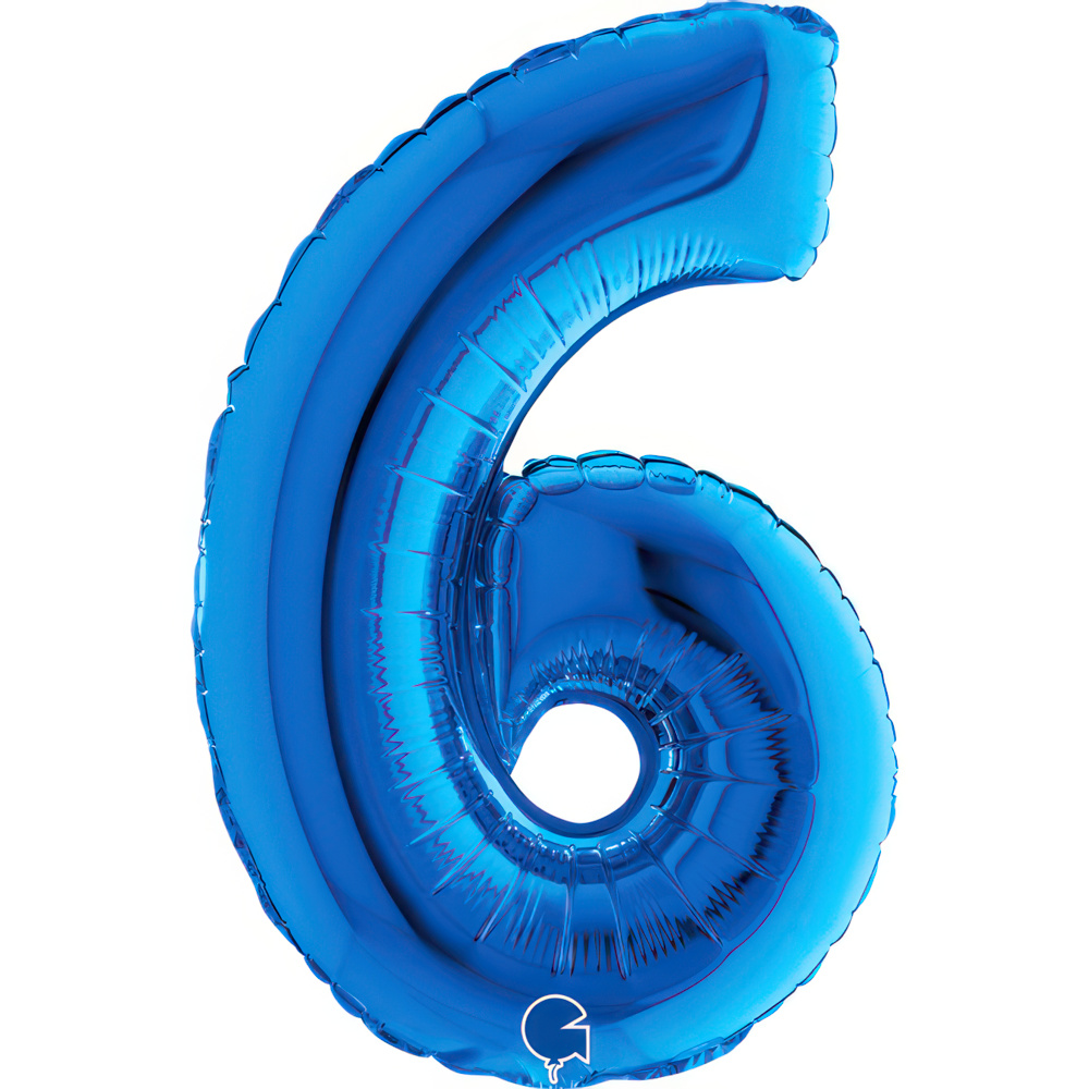 Number 6    Blue Mini Single Pack 14"