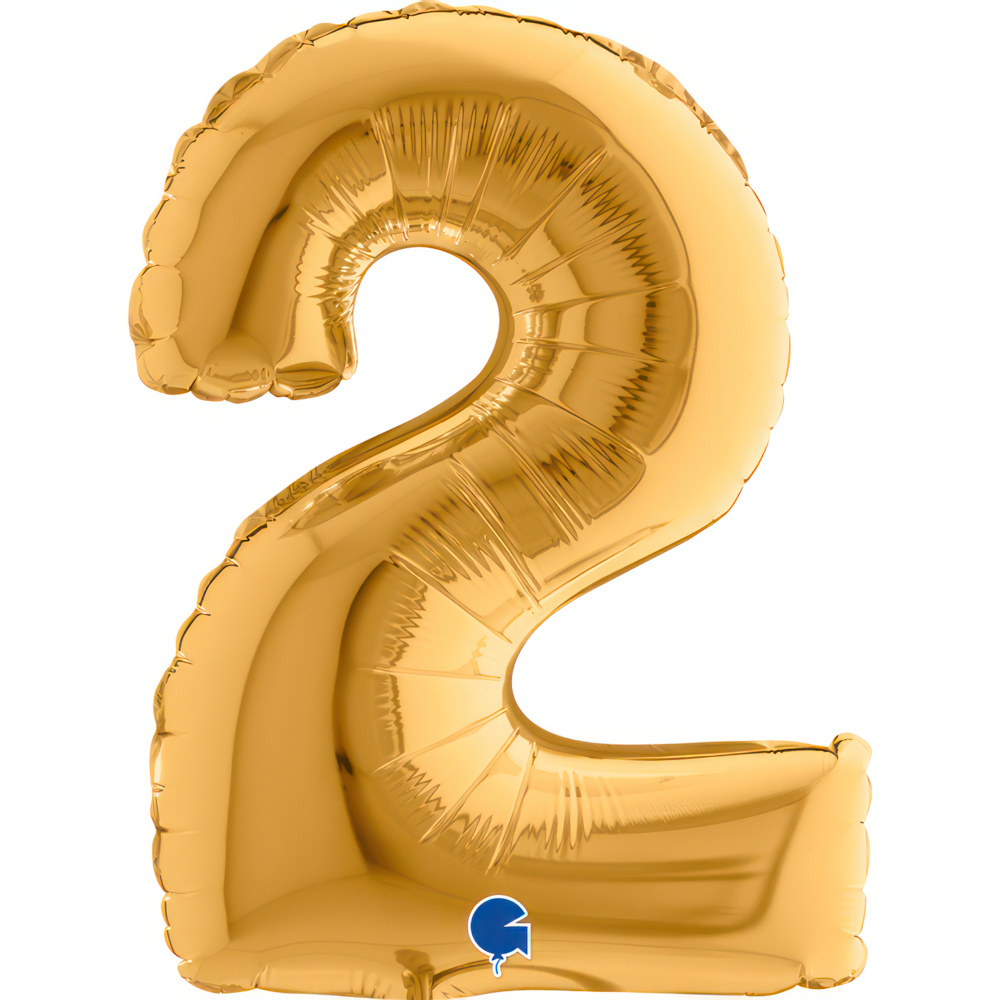 Number 2   Gold Mini Single Pack 14"