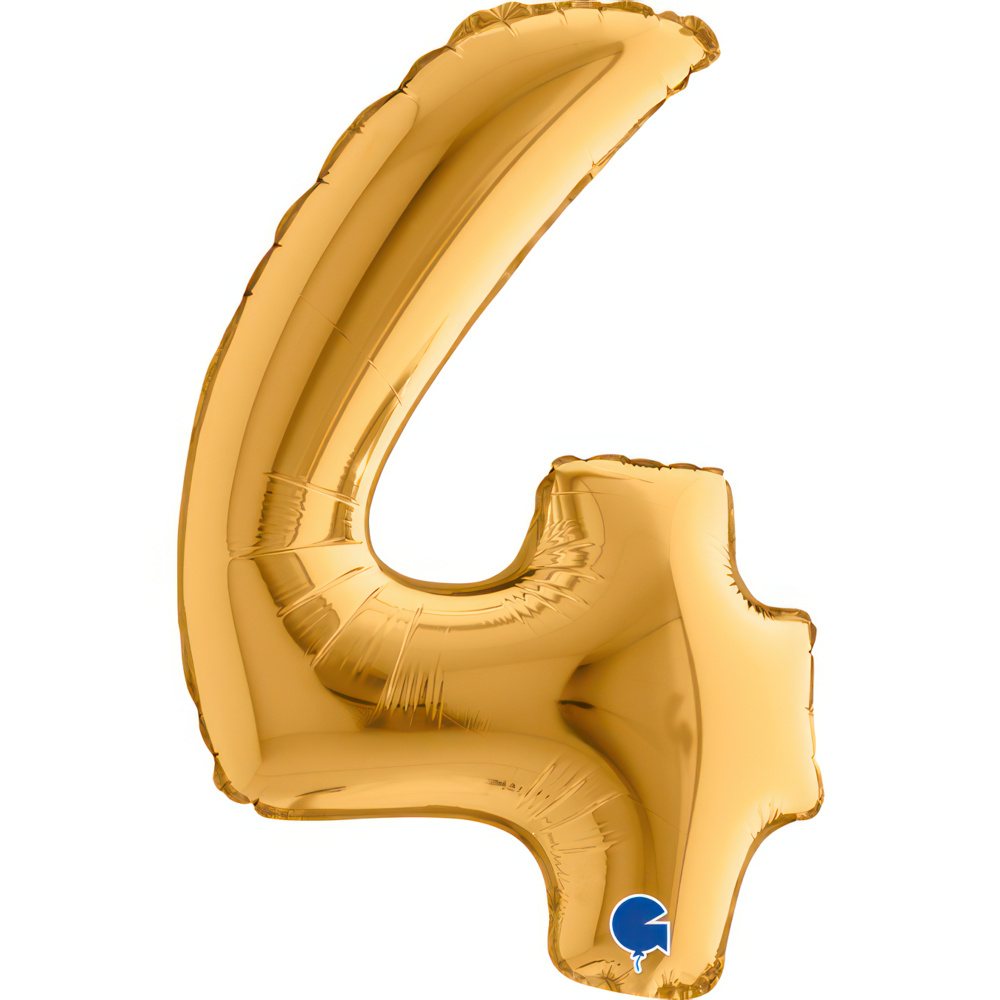 Number 4   Gold Mini Single Pack 14"