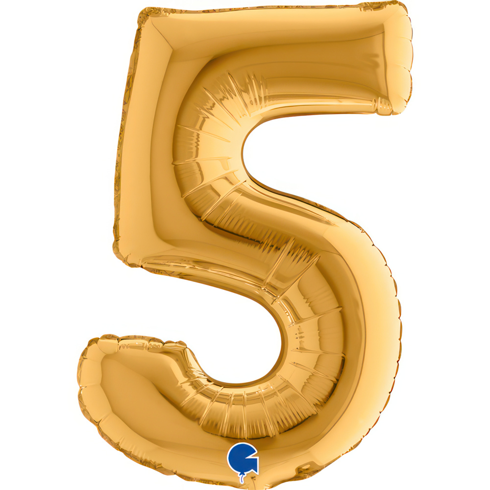 Number 5  Gold Mini Single Pack 14"