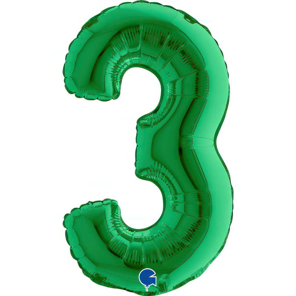 Number 3    Green Mini Single Pack 14"