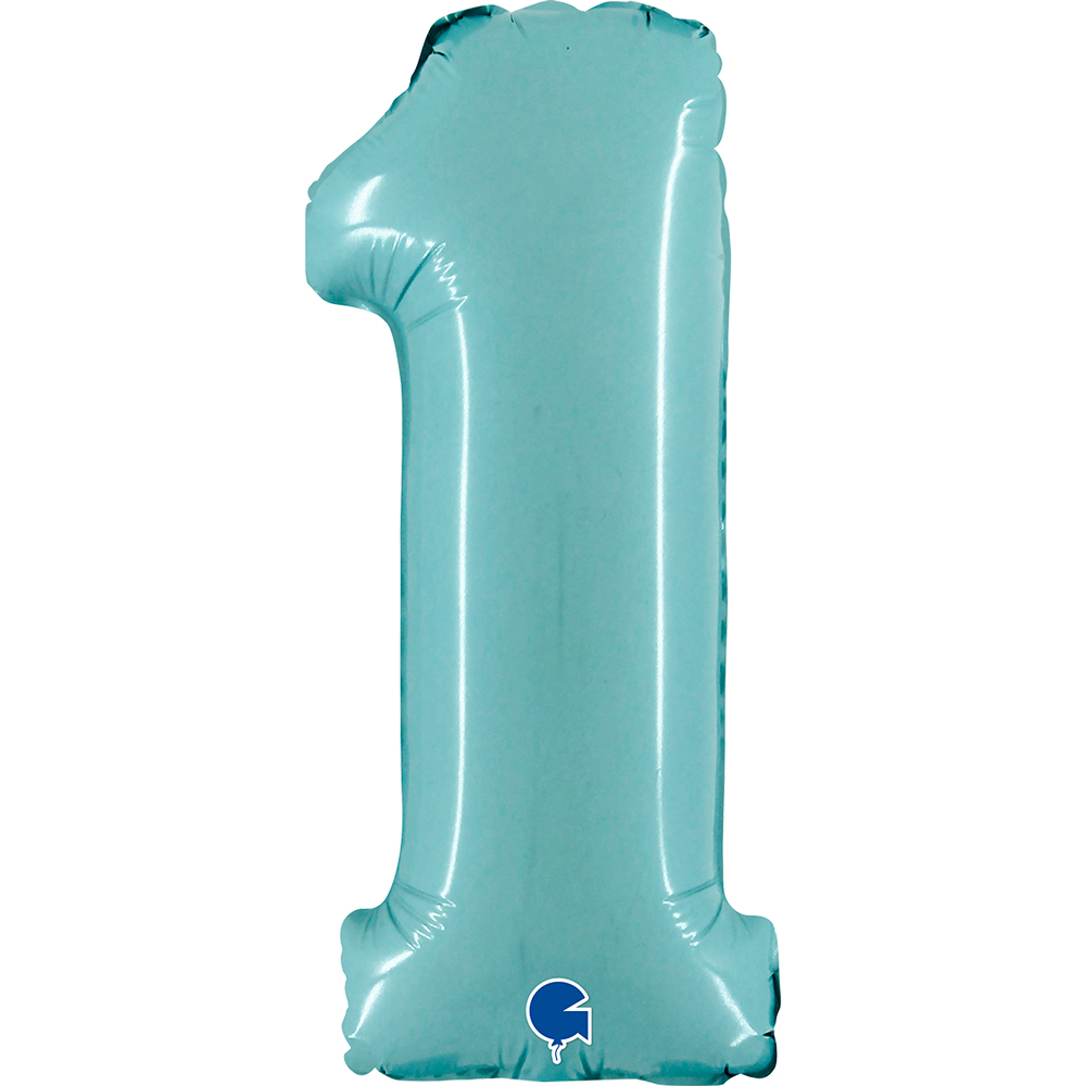 Number 1 Pastel Blue Mini Single Pack 14"