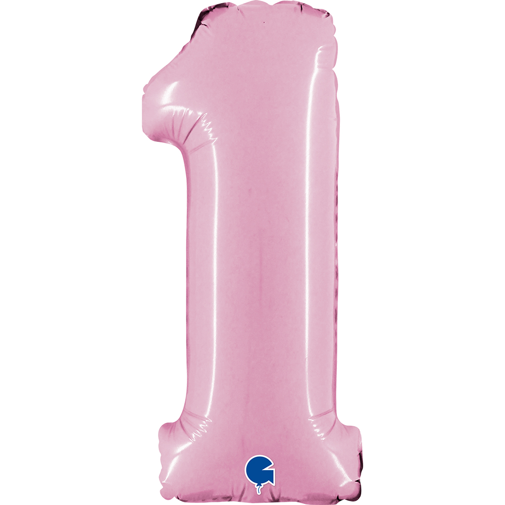 Number 1 Pastel Pink Mini Single Pack 14"