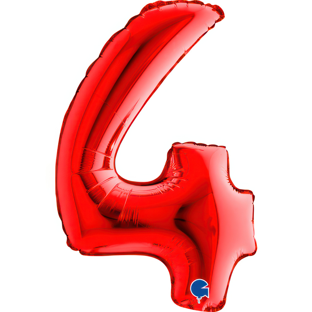 Number 4    Red Mini Single Pack 14"