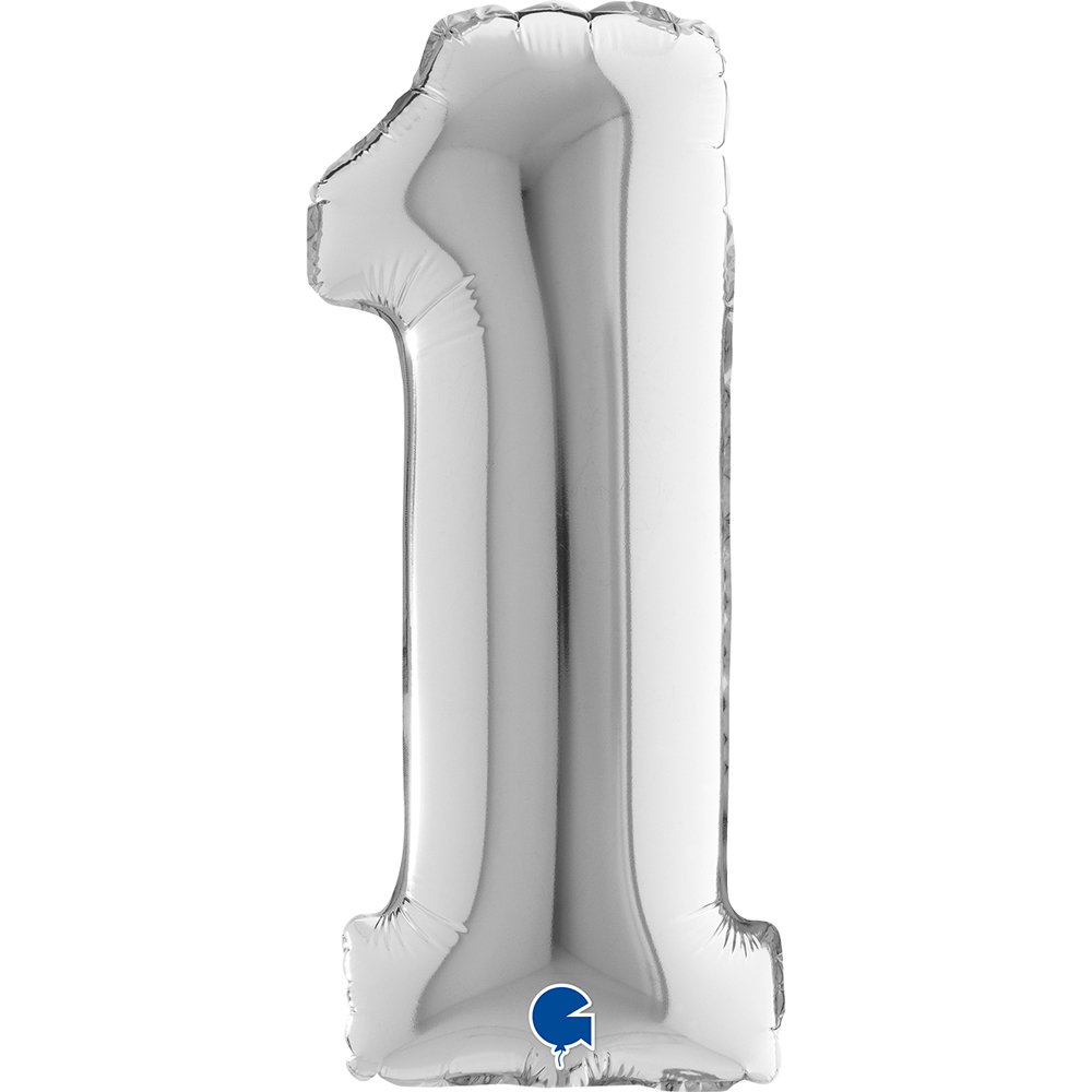 Number 1  Silver Mini Single Pack 14"