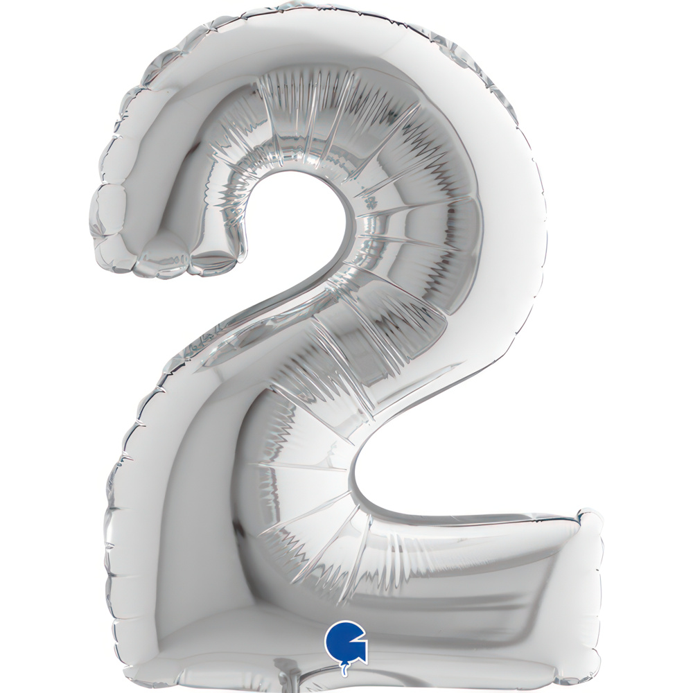 Number 2   Silver Mini Single Pack 14"