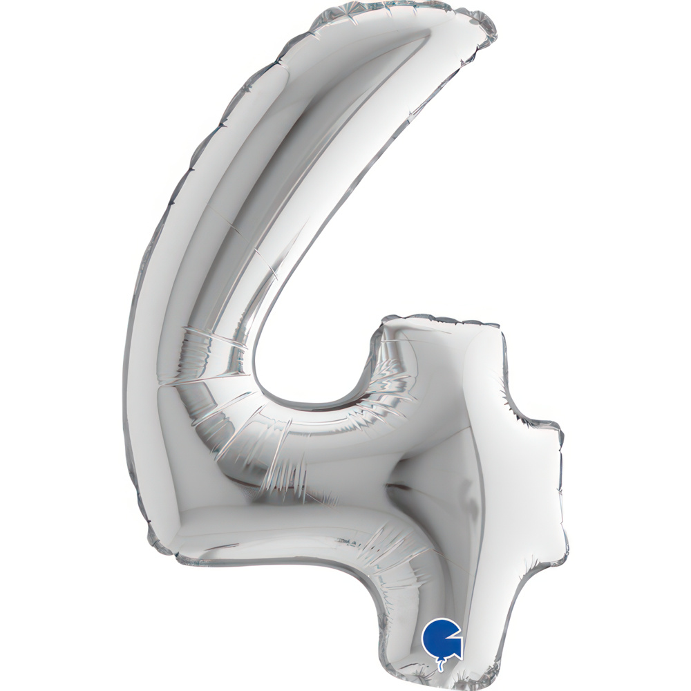 Number 4   Silver Mini Single Pack 14"