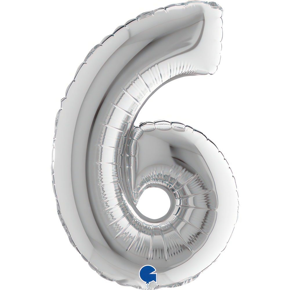Number 6 Silver Mini Single Pack14"