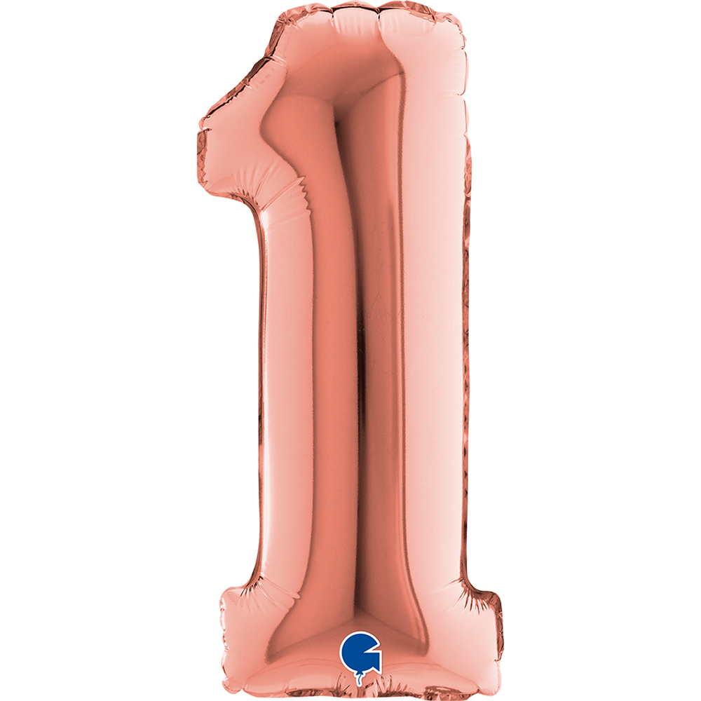 Number 1  Rose Gold Mini Single Pack 14"