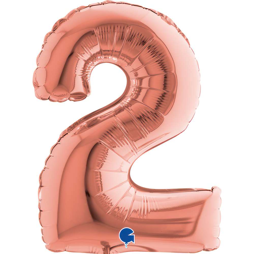 Number 2   Rose Gold MiniSingle Pack 14"