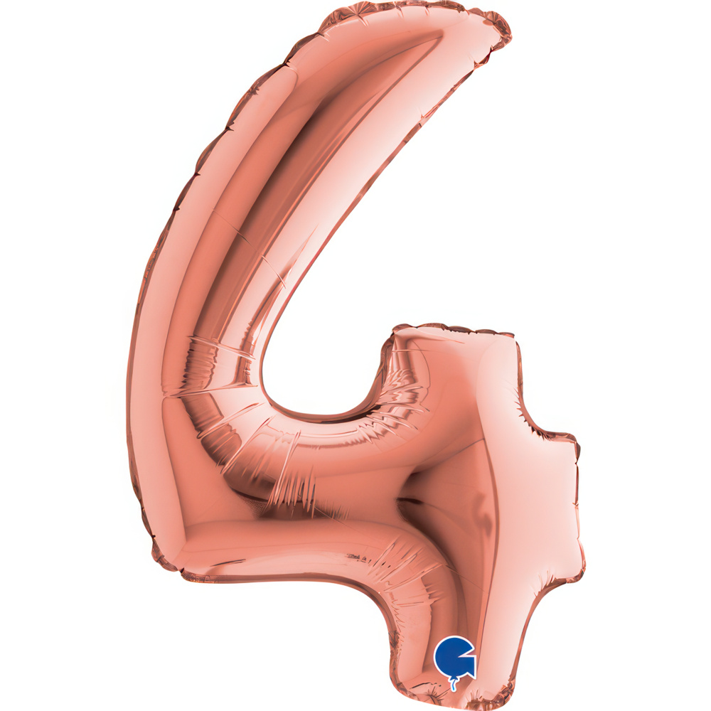 Number 4   Rose Gold MiniSingle Pack 14"