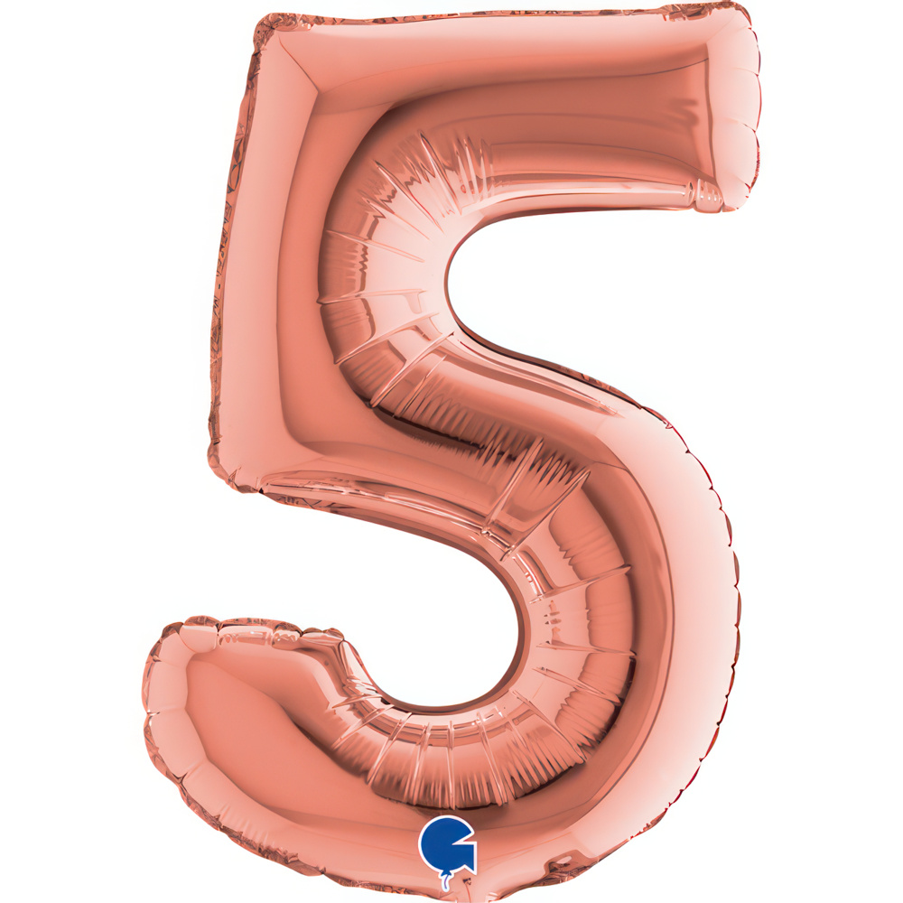 Number 5  Rose Gold MiniSingle Pack 14"