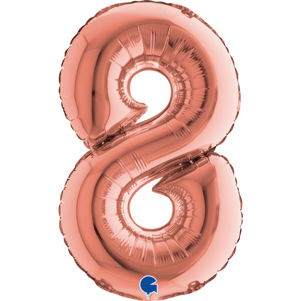 Number 8 Rose Gold Mini Single Pack 14"