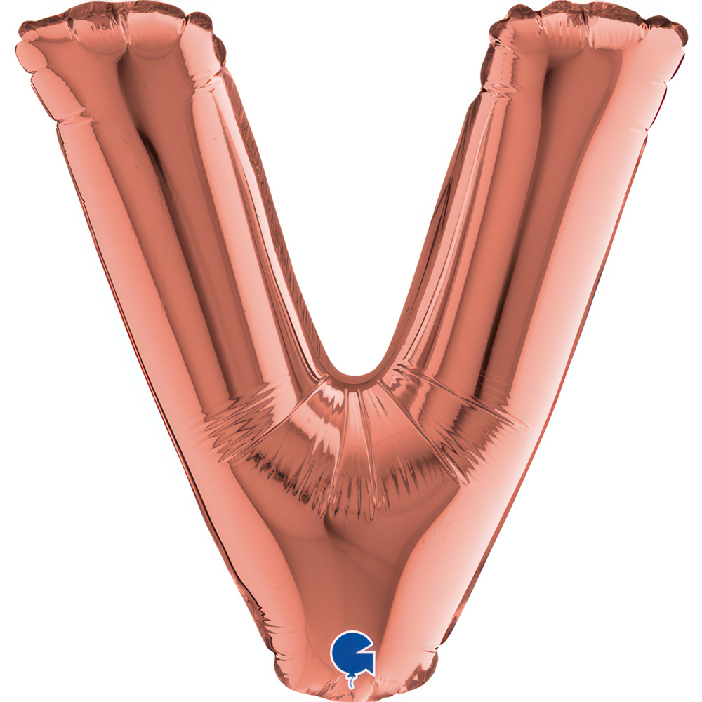 Letter V Rose Gold MiniSingle Pack14"