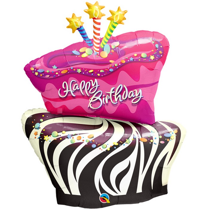 FUNKY ZEBRA STRIPE CAKE BIRTHDAY 41" SHAPE GROUP D PKT