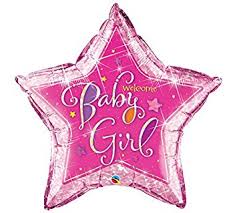WELCOME BABY GIRL STARS 36" JUMBO PKT