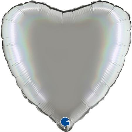 Heart 18" Rainbow Holographic Platinum Pure - Single Pack