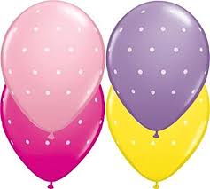 11" stampati POLKA DOTS SMALL  YELLOW, PINK, W/BERRY & S/LILAC (25CT)