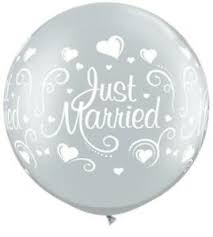 3 FT"  wedding  'JUST MARRIED HEARTS DIAMOND CLEAR (2CT)