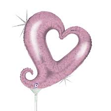09"  minishape heart Chain of Hearts Pastel Pink Hologr.