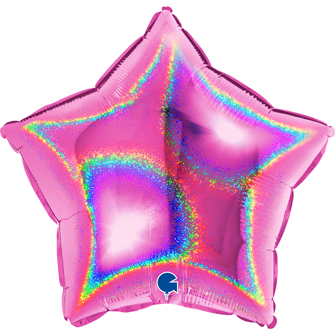 Star 18" Glitter Holographic Fuxia -