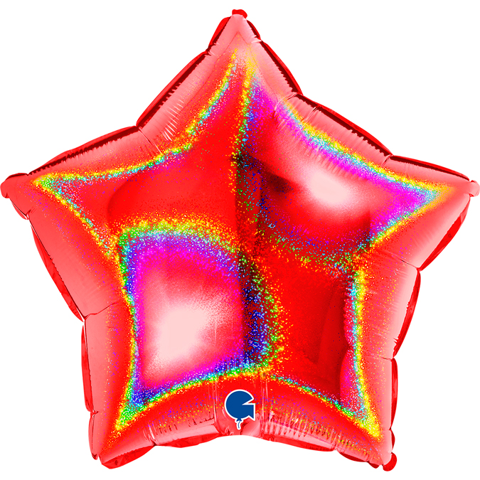 Star 18" Glitter Holographic Red -