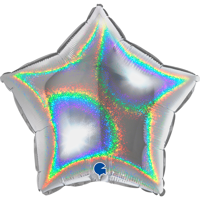 Star 18" Glitter Holographic Silver -