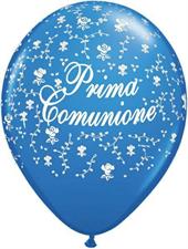 11" RND ST PRIMA COMUNIONE FLOWERS D.BLUE 100PZ