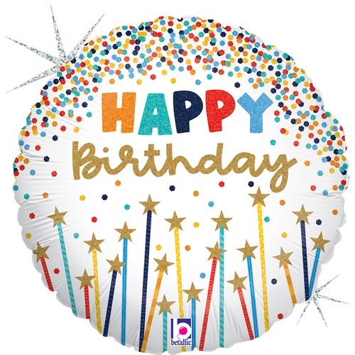 01 minishape  Birthday Star Candles Glitter Holo.

size 9"