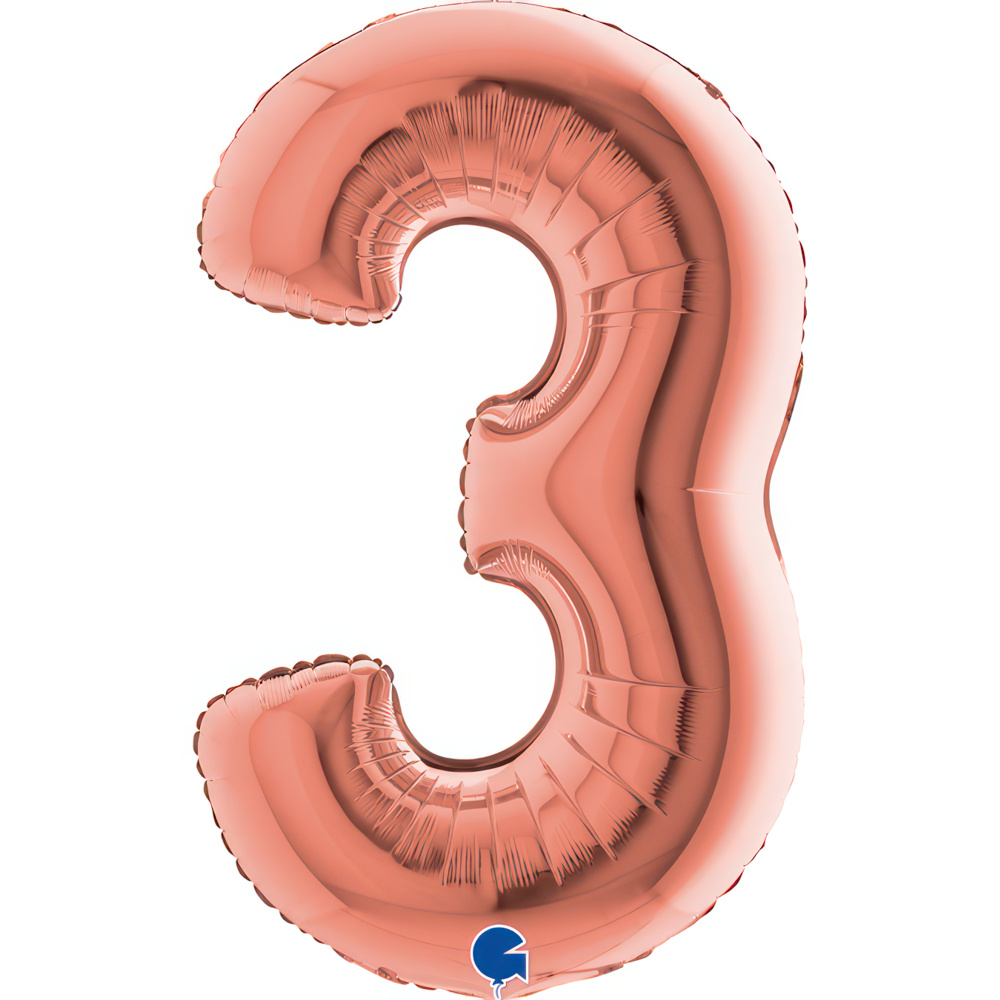 Number 3   Rose Gold 40"  Single Pack
