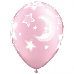 11" BABY MOON & STARS   PRL PINK   25CT
