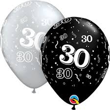 11" birthday 30 PEAR LROUND ONYX BLACK & SILVER (25CT)