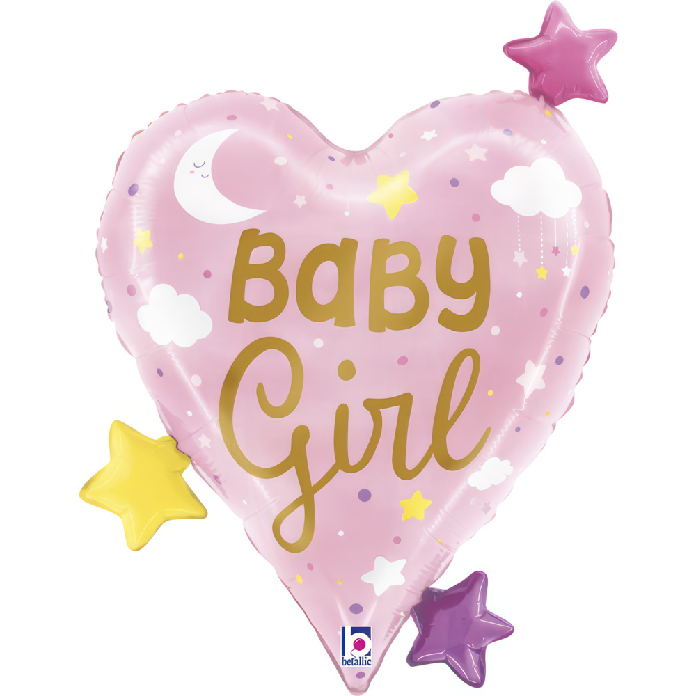25" heart  BABY GIRL STARS 

size 25 inch / 52x62 cm