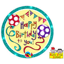 RACHEL ELLEN HAPPY BIRTHDAY BANNER & BALLOONS BADGE 12" (1CT X 6 PACKS)