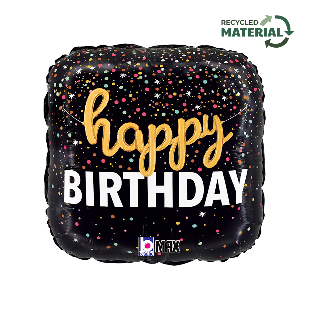 18"  shape Birthday Script Confetti Single Pack (32&times;32 cm)