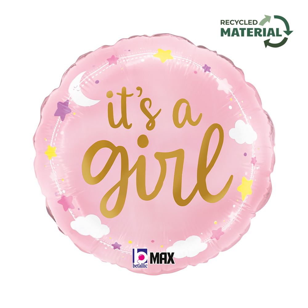 18" IT'S  A GIRL STARS & CLOUDS 
Size / 35x35 cm