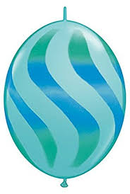 12" QLINK  WAVY STRIPES GREEN &  CARIBBEAN (50CT)