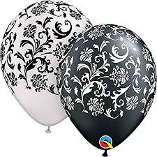 11" stampati  DAMASK PRINT PEARL ONYX BLACK & PEARL WHITE (25CT)