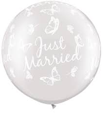 30" GIANT wedding PEARL WHITE 02CT JUST MARRIED BUTTERFLIES-A-RND