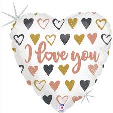 18" sheap heart Rose Gold Heart Love You 36" Glitter Hol. Single Pack