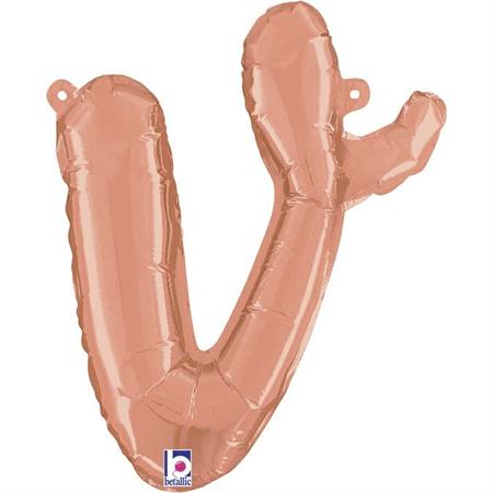 Letter V Script Rose Gold