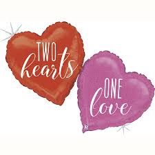 Two Hearts, One Love Glitter Holog. Single Pack - 41"