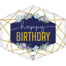 18"  shape Geo Navy Birthday