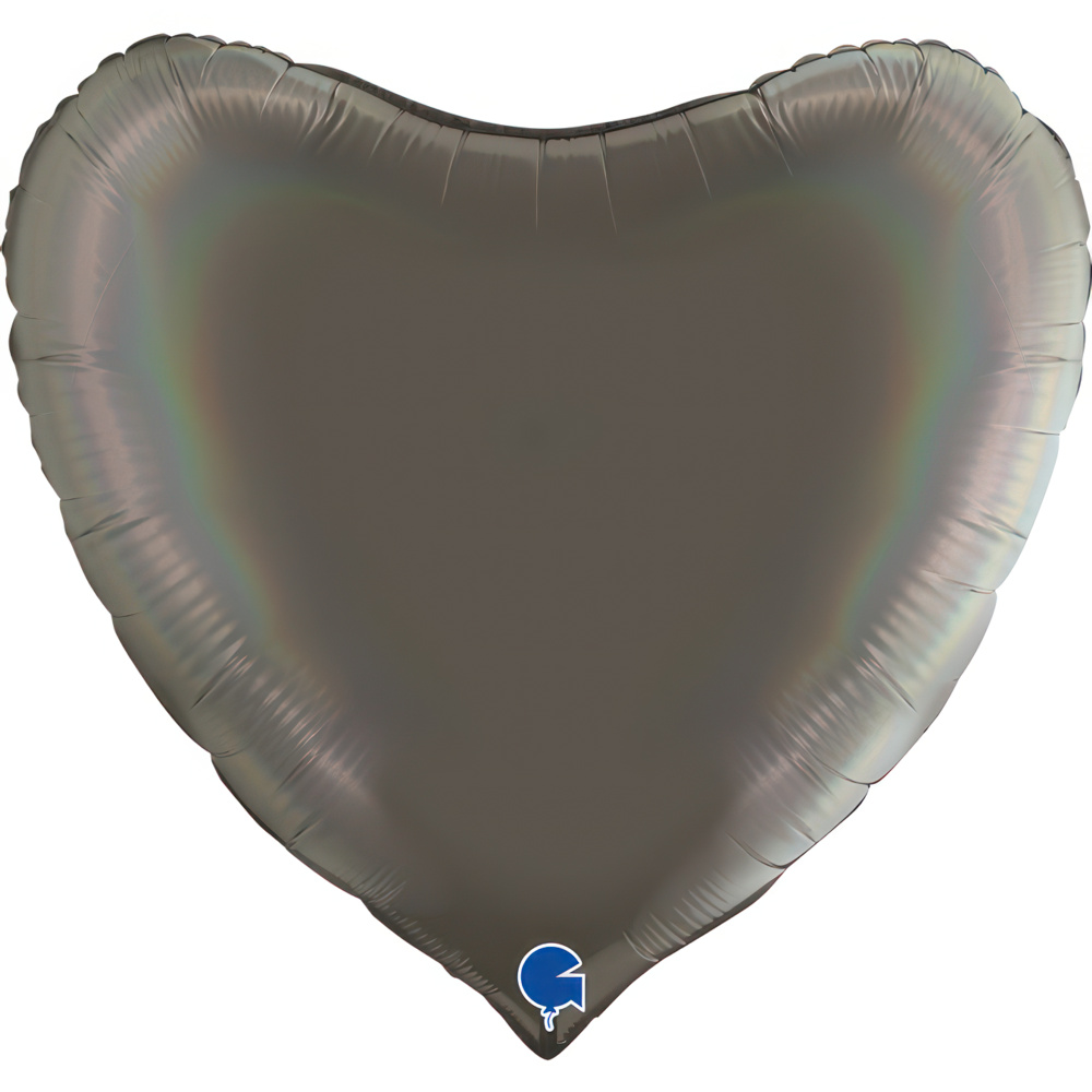 Heart 36" Rainbow Holographic Platinum Grey