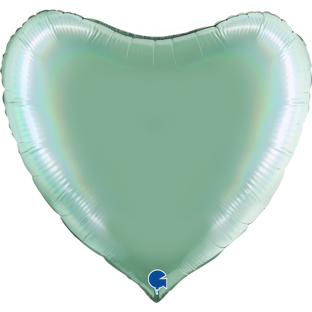 Heart 36" Rainbow Holographic Platinum Tiffany