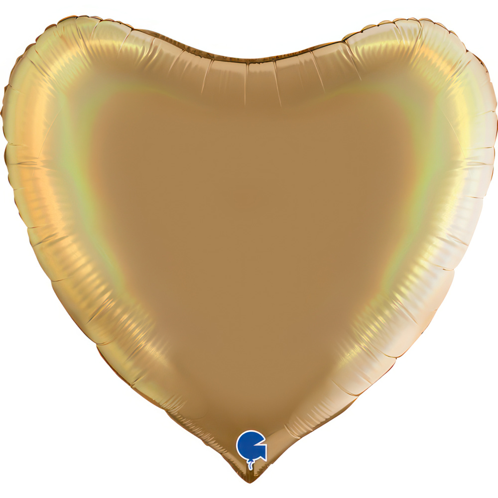 Heart 36" Rainbow Holographic Platinum Champagne