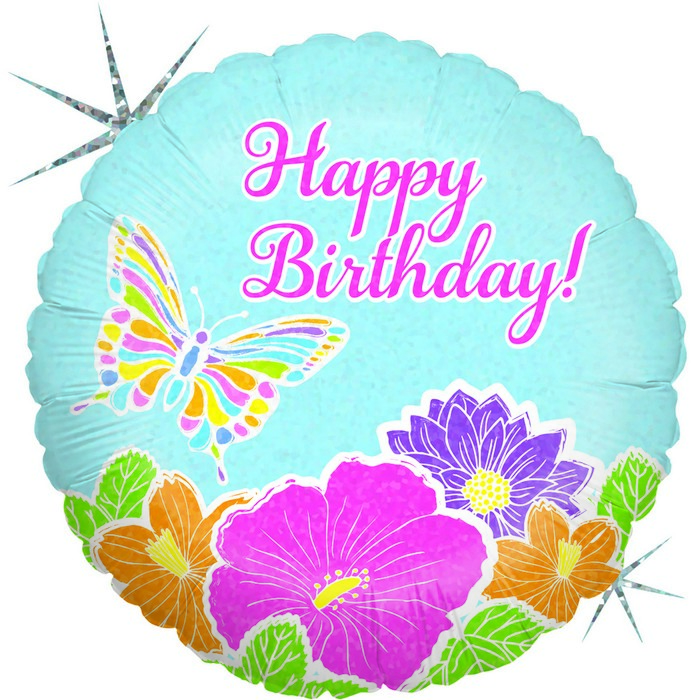 18"  e Pastel Butterfly Birthday