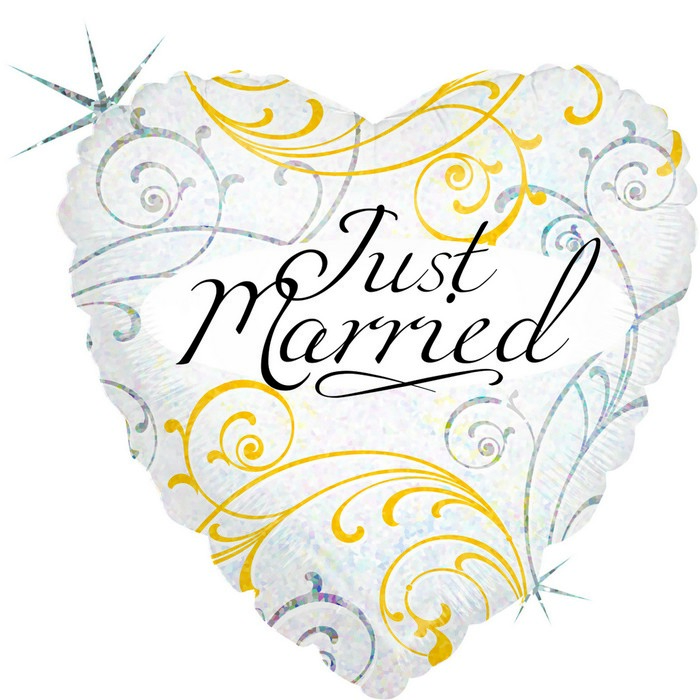 18" heart Just Married Filigree