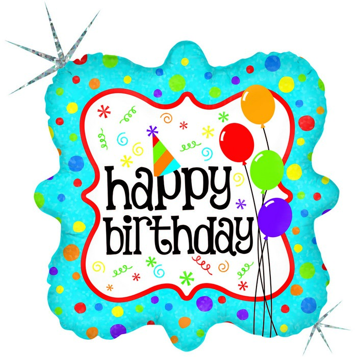 18"  shape Birthday Squiggles & Dots